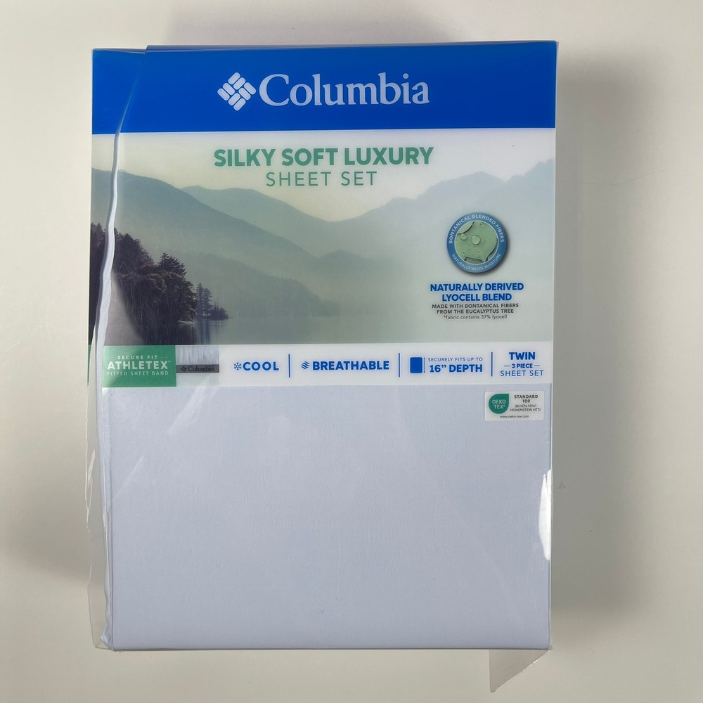NEW Columbia Twin Silky Soft Luxury Sheet Set Blue Lyocell Blend Athletex NEW